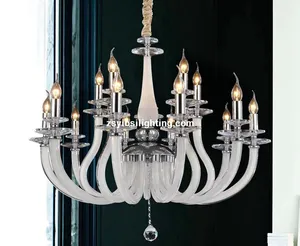 New chinese style 15 Lights white antique brass crystal classic chandelier