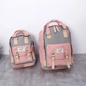 Sac à dos rose pour filles, sac d'école en toile avec plusieurs poches, Logo OEM, Style japonais-coréen, nouvelle collection