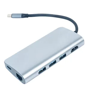 8 в 1, алюминиевый многопортовый адаптер типа C Hub для MacBook Pro USB 3,0 C Hub для HD Female (4K) Ethernet, SD/Micro Card Reader