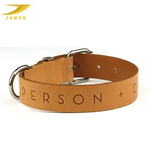 Factory Oem Custom Real Leather Logo Dog Collar