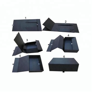 Custom Handmade Logo Recycled Cardboard Packaging Magnetic Closure Black Foldable Shoe Clothes Paper Gift Boxes