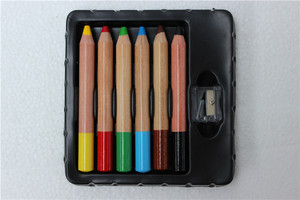<span class=keywords><strong>Crayons</strong></span> de cire personnalisés Jumbo Woody <span class=keywords><strong>Crayons</strong></span> de cire aiguisés en bois avec brosse Aiguiseur de tube en PVC Motif coloré Boîte de papier emballée - Product Image 2
