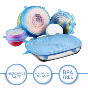 Lot <span class=keywords><strong>de</strong></span> 6 couvercles extensibles en silicone LFGB pour cuisine et maison, couvercles <span class=keywords><strong>de</strong></span> rangement réutilisables en silicone, bouchons <span class=keywords><strong>de</strong></span> couvercle en silicone - Product Image 3