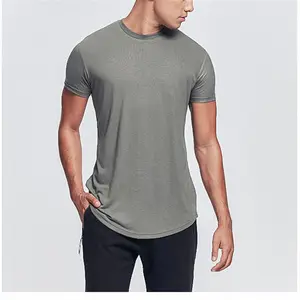 2019 Custom men dry fit round bottom longline fit gym wear fitness wholesale t shirts T-shirt for men