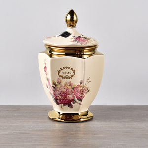 Sang Trọng Dubai Phong Cách Khách Sạn Nhà Hàng Sử Dụng Herb Jar/Đồ Gia Dụng Gốm Gia Vị Container/Mạ Vàng Chum Đối Với Thực Phẩm - Product Image 5