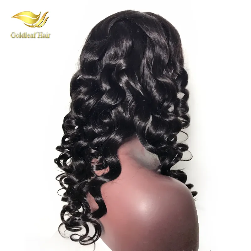 Top quality bleached knots natural hairline glueless remy peruvian human hair full lace wig in dubai