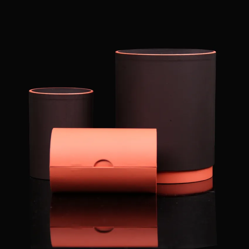 Desain unik kecil bulat tabung karton hitam kotak hadiah
