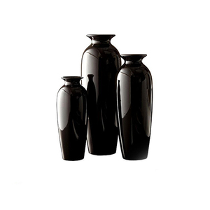 <span class=keywords><strong>Vase</strong></span> de sol en céramique noire, <span class=keywords><strong>haut</strong></span> et décoratif, moderne, pour fleurs - Product Image 1