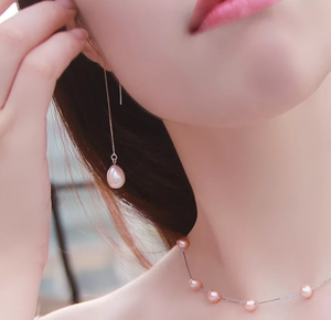 925 Sterling <strong>Silver</strong> 3a Tear Drop Oval Fresh Water Hanging Dangle Dangling Freshwater <strong>Long</strong> Pearl <strong>Earring</strong> Natural Pearl <strong>Earring</strong> - Product Image 4