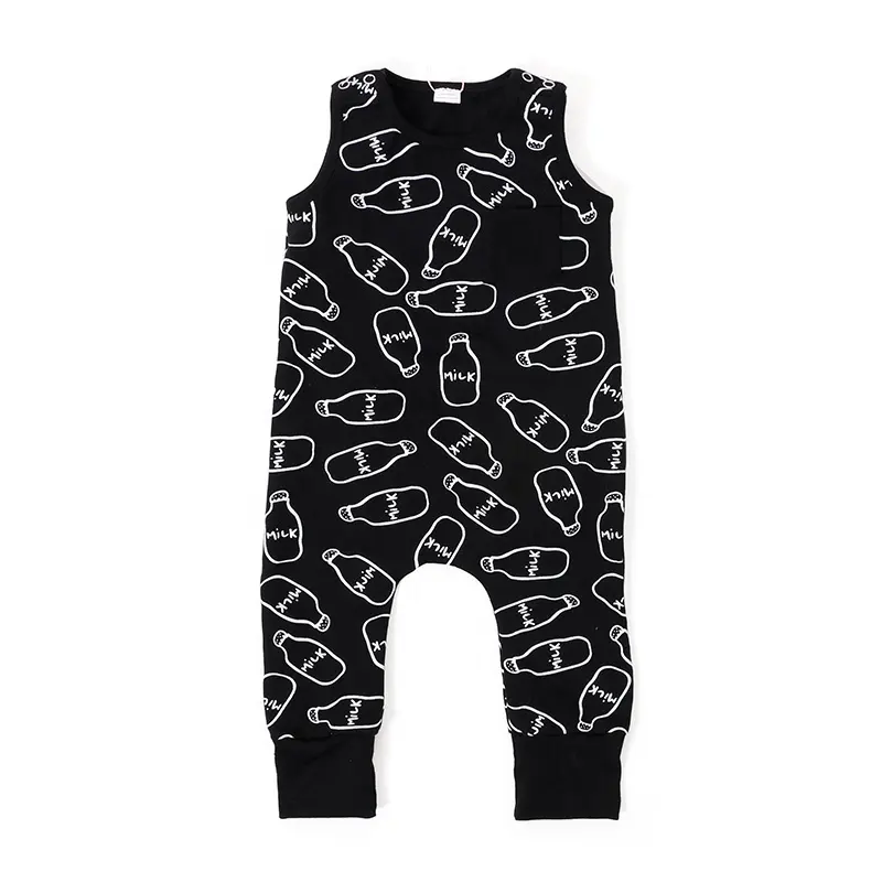 Vêtements pour bébés garçons, sans manches, avec imprimé de dessin animé, barboteuse, vente en gros,