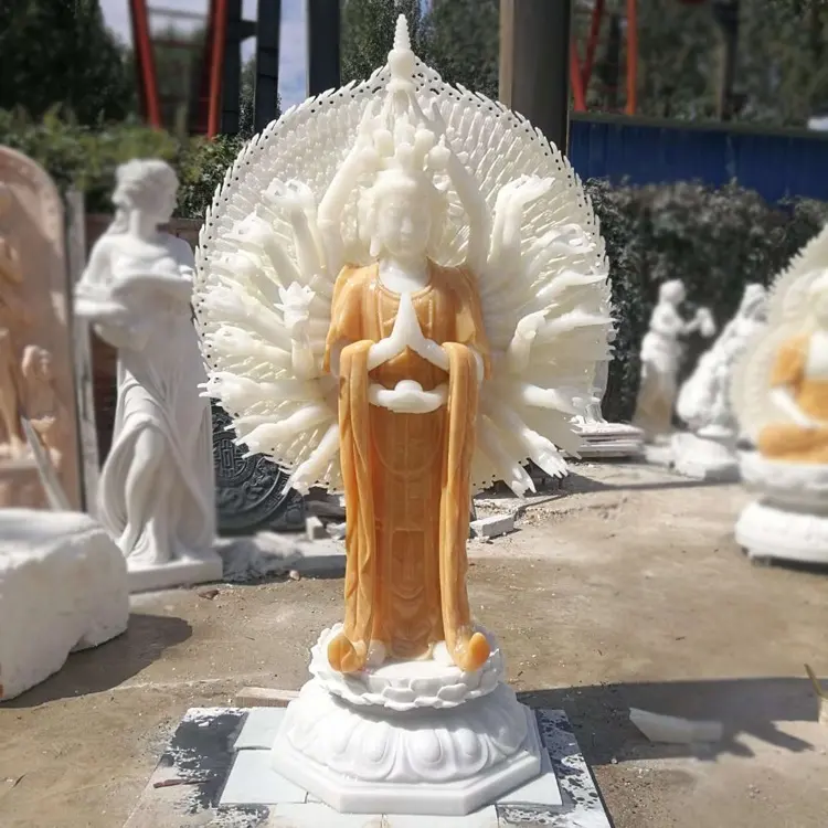 Китайская мраморная резная статуя Будды из тысяч рук Гуаньинь из нефрита для продажи