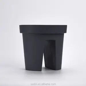 Wholesales Railing Black Injection Work Vacuum Forming Plastic Flower Pot For Fence Floor