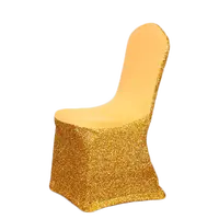 LONGSUN ผ้าคลุมเก้าอี้ประดับเลื่อมสีทองสายคาดเอว