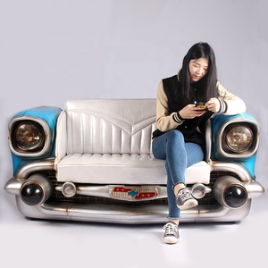 Sofá de Coche Retro Industrial del Año 1959, Sofá de Coche Vintage de Color Azul, Sofá Antiguo para Cafetería, <span class=keywords><strong>Bar</strong></span> en Casa, <span class=keywords><strong>Bar</strong></span> de Internet - Product Image 2