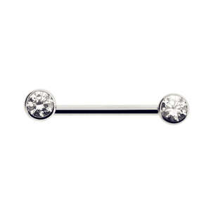Barbell en forme de L en titane 1/14G avec lunette, 2 boules de cristal à facettes, <span class=keywords><strong>bijoux</strong></span> de <span class=keywords><strong>Piercing</strong></span> adapté pour femme - Product Image 3