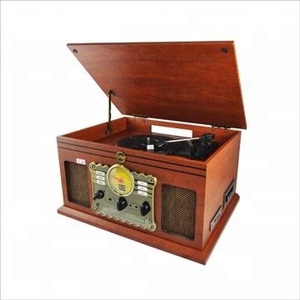 Altavoz portátil de madera <span class=keywords><strong>con</strong></span> dientes azules, centro de música multifuncional, <span class=keywords><strong>Tocadiscos</strong></span> - Product Image 3