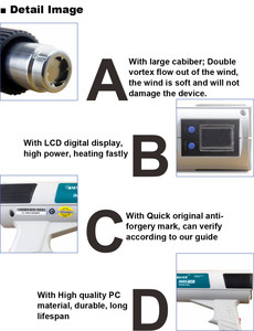 Quick 885 termostato digital <span class=keywords><strong>de</strong></span> plástico portátil <span class=keywords><strong>pistola</strong></span> <span class=keywords><strong>de</strong></span> soldadura <span class=keywords><strong>de</strong></span> aire caliente <span class=keywords><strong>para</strong></span> <span class=keywords><strong>componentes</strong></span> y piezas <span class=keywords><strong>de</strong></span> soldadura - Product Image 6