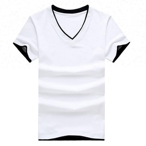 Camiseta básica de manga corta con <span class=keywords><strong>cuello</strong></span> de pico, 100% algodón - Product Image 1