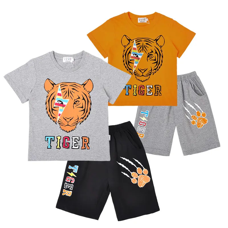 boy clothes set Kids clothes High quality clothes set tops and pants for boys with tiger design