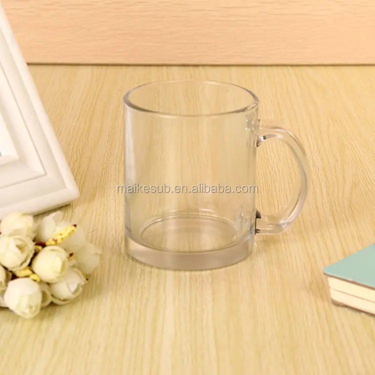 Tazza di vetro vuota a sublimazione tazza da caffè in vetro trasparente, boccale di birra in vetro a sublimazione