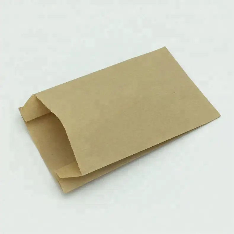 Коричневые бумажные пакеты с плоским дном, пакет из крафт-бумаги для упаковки закусок и пищевых продуктов
