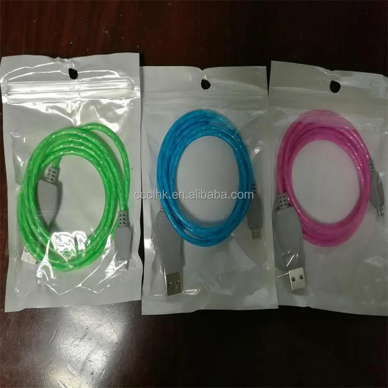 New Arrival Flowing Visible LED Light-Up USB Data Sync Charger Cable for iPhone/Android