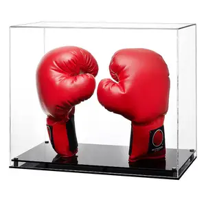 Tabletop Acrílico Vertical Dupla Boxe Glove Display Case para Luva Autografada Boxe Display Case Luva Dupla com Base