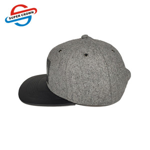 Siêu Vương Miện Tùy Chỉnh Mùa Đông Mũ Màu Đen Da Mũ Snapback Mũ Đầu Lớn Unisex Lông Cừu 6-Bảng Điều Chỉnh 3D Thêu - Product Image 5