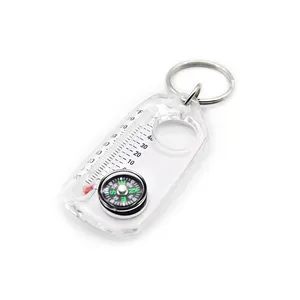 Portable promotion gift compass keychain with thermometer and magnifying glass