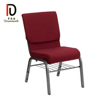 Venta al por mayor, muebles de Iglesia, alquiler, usado, bolsillo trasero de púlpito, metal morado, auditorio, silla de Iglesia entrelazada