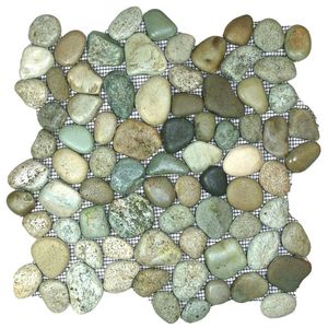 Decoration <strong>Polished</strong> Pebble on Mesh,Sliced Pebble Tile - Product Image 1