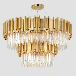 Big Home Lighting Luxury K9 Crystal Chandeliers & Pendant Lights Gold