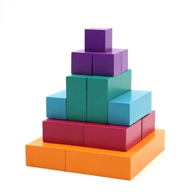 Kinder pädagogisches spielzeug farbige holz bausteine einfach 3D muster spielen building block turm