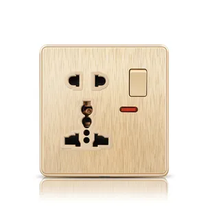 Gat Universele Socket Pc Tekening 2 Gat Grote Plaat Goud 86 Type Met 10A 5 Stopcontact Standaard Aarding