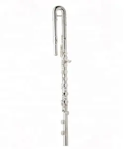 Flauta para instrumento de sopro de madeira, instrumento profissional reto/curva prateado