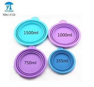 1000 ml/ 1500 ml (33 oz/oz 50) dobrável bacia do cão grande, bacia do cão silicone com logotipo personalizado, dobrável tigela de viagem para animais de estimação