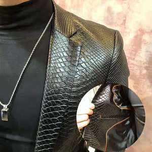 Nuova Giacca in <span class=keywords><strong>Pelle</strong></span> <span class=keywords><strong>Nera</strong></span> su Misura per Uomo, Taglia Grande, Stile Lampskin - Product Image 4