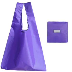 Promoción barata de moda, bolsa de compras plegable de nailon y poliéster impermeable ecológica, bolsa de mano para compras