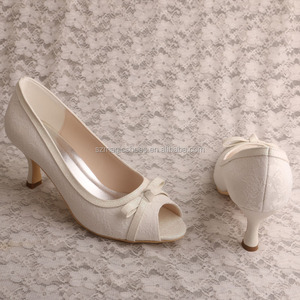 Peep Toe Avorio Bianco Del Merletto Delle Signore <span class=keywords><strong>Scarpe</strong></span> per la <span class=keywords><strong>Sposa</strong></span> - Product Image 2