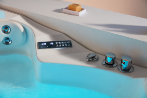 Baignoire de massage Salle de <span class=keywords><strong>bain</strong></span> de massage Piscine moderne Sauna Massage à bulles <span class=keywords><strong>Bain</strong></span> spa extérieur Hydromassage <span class=keywords><strong>Bain</strong></span> acrylique Noir Autoportant < - Product Image 5