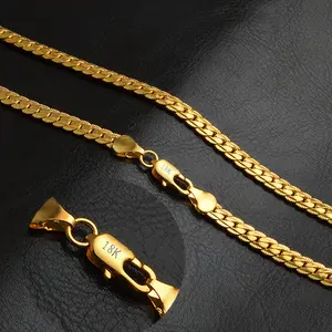 Hainon – collier en or 18k de couleur 5mm 24 pouces pour hommes, usine oem, logo estampé, chaîne en laiton 18kgf, stock en gros