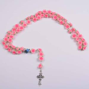 벽 매달려 큰 폴리머 점토 꽃 Rosaries 장미 구슬 묵주 목걸이 가톨릭 기도 - Product Image 4