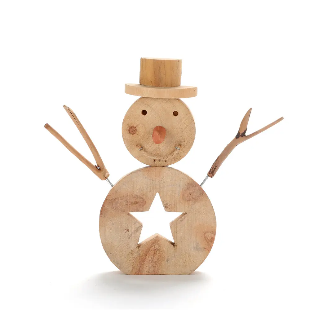 Natural Driftwood Crafts Chic Wooden Snowman Christmas Decoration