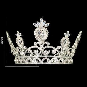 Echsio มงกุฏงานแต่งสำหรับเจ้าสาวประดับเพชรเทียมเซอร์โคเนียสีขาวชุบทอง <span class=keywords><strong>Miss</strong></span> <span class=keywords><strong>World</strong></span> Show สำหรับสตรี BC3108มงกุฎควินซีอาเนีย - Product Image 2
