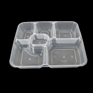 Récipient alimentaire jetable à 6 compartiments de 1000ml boîte à bento micro-ondable boîte à lunch haut de gamme boîte à lunch en plastique