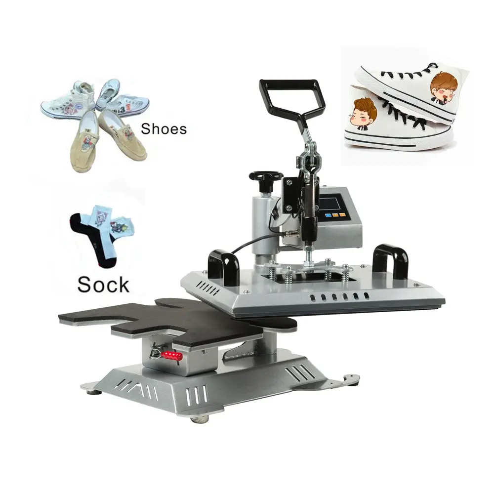 3 in 1 heat transfer hot stanzen maschine sublimation maschine für schuhe socke druck nutzung gedruckt brandmalerei