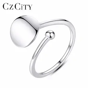 CZCITY免费尺码925银色薄圆形戒指和女士免费尺码