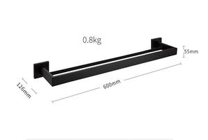 <span class=keywords><strong>Porte</strong></span>-serviettes <span class=keywords><strong>double</strong></span> en acier inoxydable moderne noir étagère de rangement organisateur support de rail pour salle de bain - Product Image 5