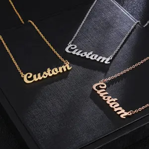 Su misura personalizzati gioielli unico del commercio all'ingrosso di modo dell'acciaio inossidabile delle donne di stile placcato oro personalizzato nome collana