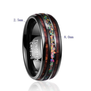 <strong>Ring</strong> Wood <strong>Opal</strong> Tungsten Carbide Personality Jewelry Vintage Dome Black Acacia for <strong>Men</strong> <strong>Ring</strong> - Product Image 2